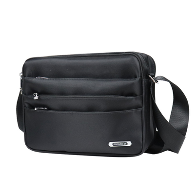 กระเป๋าสะพายสีดำ Messenger Bag Multi Pocket Crossbody Bag Casual Nylon