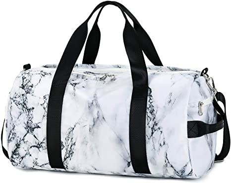 Marble White Sports Duffle กระเป๋าสำหรับผู้ชายผู้หญิง Casual 800g