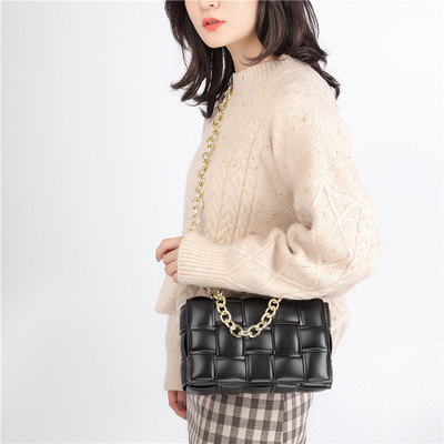 Weave Flap Womens Leather Messenger Bag กระเป๋าสะพายหนัง PU