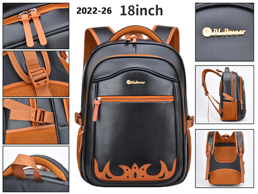 กระเป๋าเป้สะพายหลังแบบลำลองสำหรับนักธุรกิจขนาด 18 นิ้ว PU Leather College Student School Bag