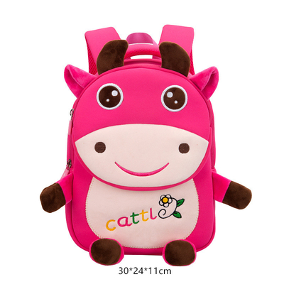 กระเป๋าเป้สะพายหลังเด็ก Cow Waterproof Cartoon 3D Animal Kindergarten Girls Fashion Schoolbags