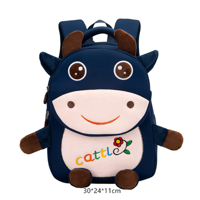 กระเป๋าเป้สะพายหลังเด็ก Cow Waterproof Cartoon 3D Animal Kindergarten Girls Fashion Schoolbags