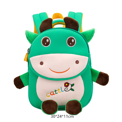 กระเป๋าเป้สะพายหลังเด็ก Cow Waterproof Cartoon 3D Animal Kindergarten Girls Fashion Schoolbags