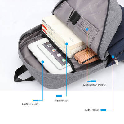 USB ป้องกันการโจรกรรมชาร์จกระเป๋าเป้สะพายหลังกันน้ำ 15.6 นิ้วแล็ปท็อป Rucksack