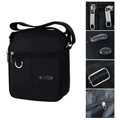 กระเป๋าเดินทางไหล่ Messenger 2 ขนาดสีดำ Nylon กระเป๋าสะพายข้าง Casual Waterproof