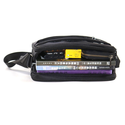 กระเป๋าสะพายสีดำ Messenger Bag Multi Pocket Crossbody Bag Casual Nylon