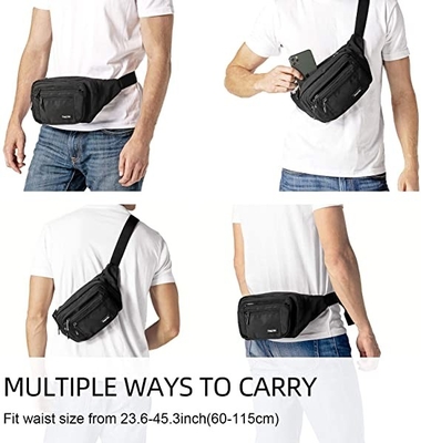 Bum Fashion Fanny Pack Men Women กระเป๋าคาดเอวกันน้ำพร้อมกระเป๋าซิป 6 ช่อง