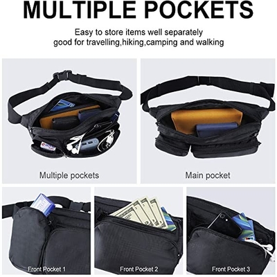 กระเป๋าแฟชั่นความจุขนาดใหญ่ Fanny Pack หลายกระเป๋าสำหรับการเดินป่า
