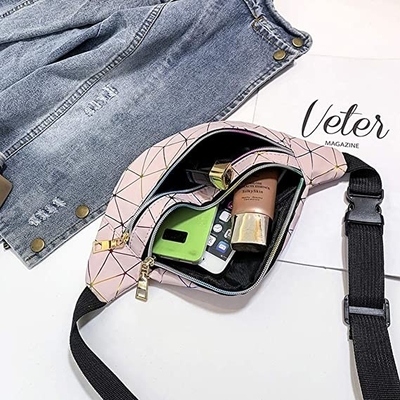 Pu Leather Bum Waist Bag Festival Fanny Pack 3 กระเป๋าซิปกันน้ำ