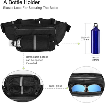 โพลีเอสเตอร์กันน้ำ Bum Jogging Belt Bag เข็มขัดวิ่งพร้อมที่วางขวด