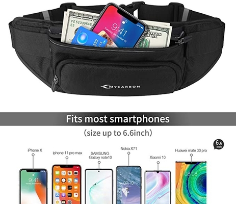 โพลีเอสเตอร์กันน้ำ Bum Jogging Belt Bag เข็มขัดวิ่งพร้อมที่วางขวด