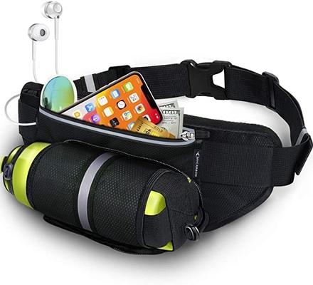 โพลีเอสเตอร์กันน้ำ Bum Jogging Belt Bag เข็มขัดวิ่งพร้อมที่วางขวด