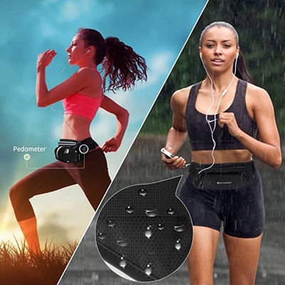 โพลีเอสเตอร์กันน้ำ Bum Jogging Belt Bag เข็มขัดวิ่งพร้อมที่วางขวด