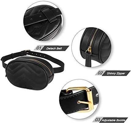 กระเป๋าสะพายข้างแฟชั่น Fanny Pack หนัง PU เข็มขัดกันน้ำ