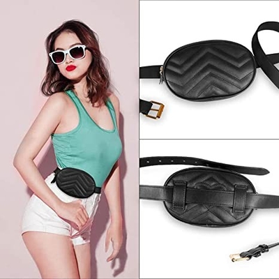 กระเป๋าสะพายข้างแฟชั่น Fanny Pack หนัง PU เข็มขัดกันน้ำ