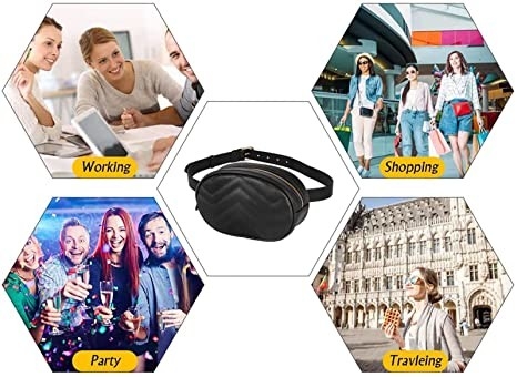 กระเป๋าสะพายข้างแฟชั่น Fanny Pack หนัง PU เข็มขัดกันน้ำ