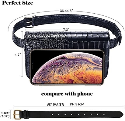 กระเป๋าหนัง PU Crocodile Small Crossbody Fanny Pack พร้อมกระเป๋าใส่โทรศัพท์มือถือ