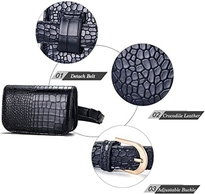 กระเป๋าหนัง PU Crocodile Small Crossbody Fanny Pack พร้อมกระเป๋าใส่โทรศัพท์มือถือ