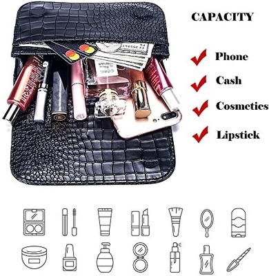 กระเป๋าหนัง PU Crocodile Small Crossbody Fanny Pack พร้อมกระเป๋าใส่โทรศัพท์มือถือ