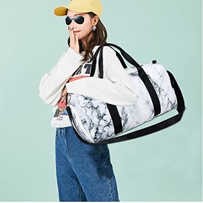 Marble White Sports Duffle กระเป๋าสำหรับผู้ชายผู้หญิง Casual 800g