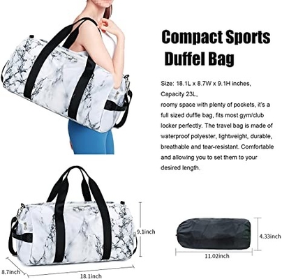 Marble White Sports Duffle กระเป๋าสำหรับผู้ชายผู้หญิง Casual 800g