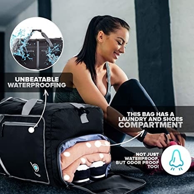 กระเป๋า Duffle กีฬาพับได้ 60l กระเป๋าเป้สะพายหลัง Duffel สำหรับผู้หญิงผู้ชายน้ำหนักเบา Waterproof