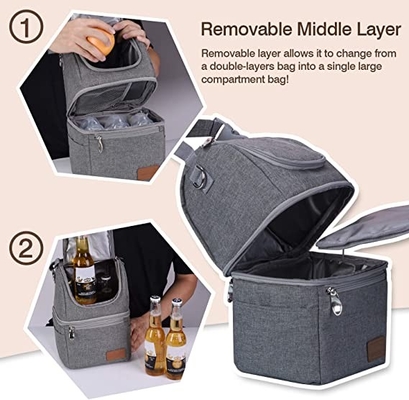 กระเป๋าใส่ขวดนมฉนวนหุ้มฉนวนที่ถอดออกได้ MultiFunction Breastmilk Cooler Bag