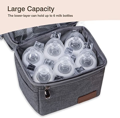 กระเป๋าใส่ขวดนมฉนวนหุ้มฉนวนที่ถอดออกได้ MultiFunction Breastmilk Cooler Bag