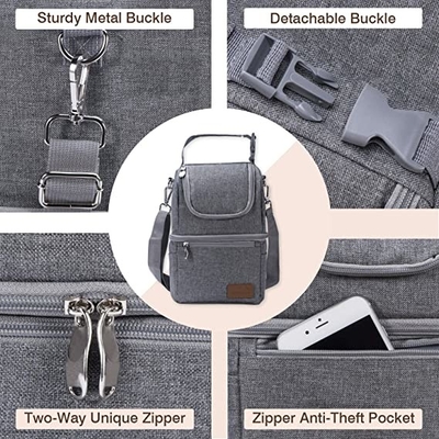 กระเป๋าใส่ขวดนมฉนวนหุ้มฉนวนที่ถอดออกได้ MultiFunction Breastmilk Cooler Bag