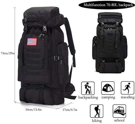กระเป๋าเป้สะพายหลังเดินป่าตั้งแคมป์ 70l Molle Rucksack Waterproof Travel Daypack