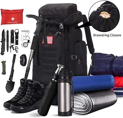 กระเป๋าเป้สะพายหลังเดินป่าตั้งแคมป์ 70l Molle Rucksack Waterproof Travel Daypack