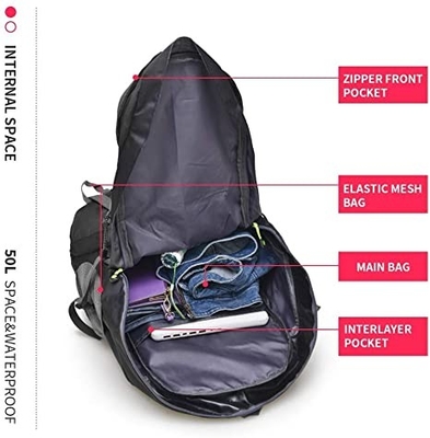 กระเป๋าเป้เดินป่ากันน้ำน้ำหนักเบา 50l สำหรับการปีนเขา แคมป์ปิ้ง Touring