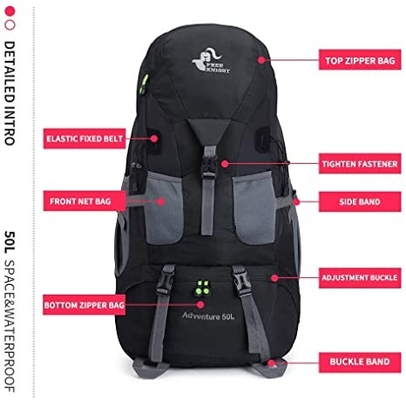 กระเป๋าเป้เดินป่ากันน้ำน้ำหนักเบา 50l สำหรับการปีนเขา แคมป์ปิ้ง Touring