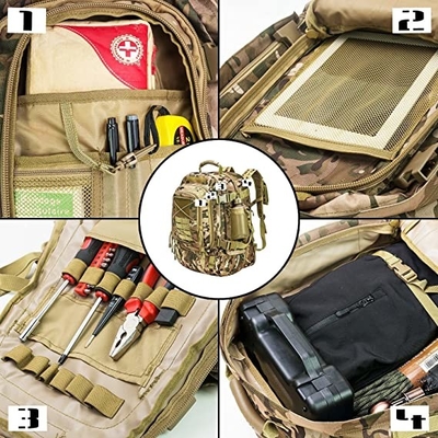 ขยายได้ 60l Tactical ทหาร แคมป์ปิ้ง Backpack Oxford Material