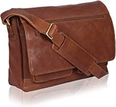 14 นิ้วแล็ปท็อปสตรีหนัง Messenger กระเป๋าผ้าใบ Cowhide 400g