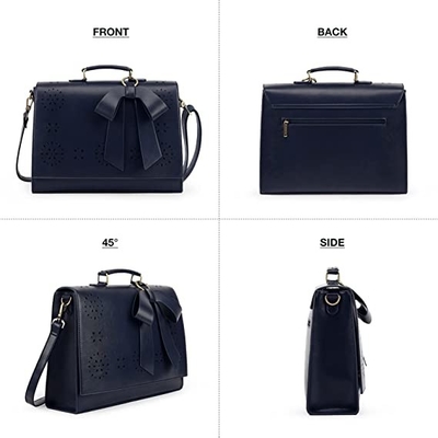 ผู้หญิงมังสวิรัติหนังแล็ปท็อปกระเป๋าไหล่คอมพิวเตอร์ Satchel กระเป๋าที่ถอดออกได้ Bow