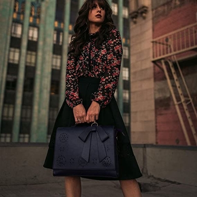 ผู้หญิงมังสวิรัติหนังแล็ปท็อปกระเป๋าไหล่คอมพิวเตอร์ Satchel กระเป๋าที่ถอดออกได้ Bow
