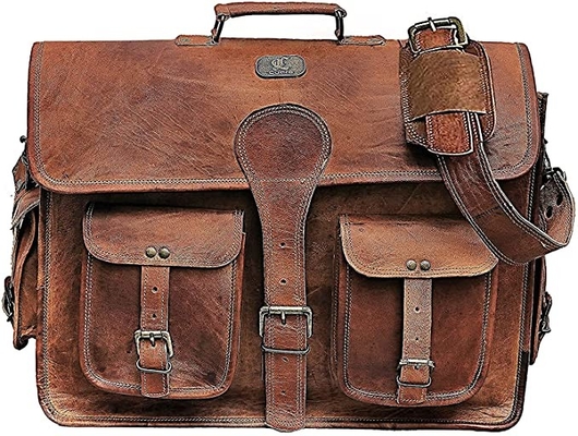 400g 14 นิ้ว Vintage Handmade Leather Messenger Bag สำหรับแล็ปท็อป Briefcase