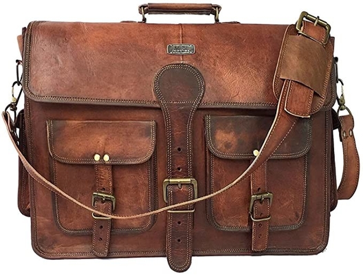 400g 14 นิ้ว Vintage Handmade Leather Messenger Bag สำหรับแล็ปท็อป Briefcase