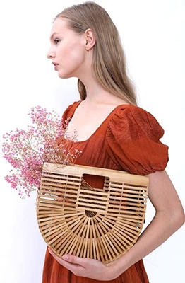 OEM Womens Bamboo Handbag กระเป๋าผ้าแฮนด์เมดแฮนด์เมด