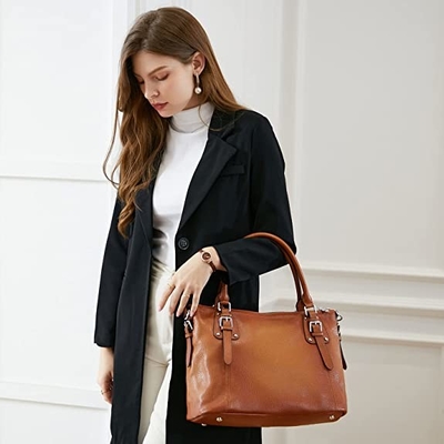 ODM Women's Genuine Leather Purse Crossbody Satchel Top Handle Tote Bag