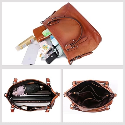 ODM Women's Genuine Leather Purse Crossbody Satchel Top Handle Tote Bag