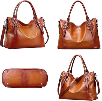ODM Women's Genuine Leather Purse Crossbody Satchel Top Handle Tote Bag