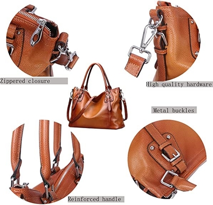 ODM Women's Genuine Leather Purse Crossbody Satchel Top Handle Tote Bag